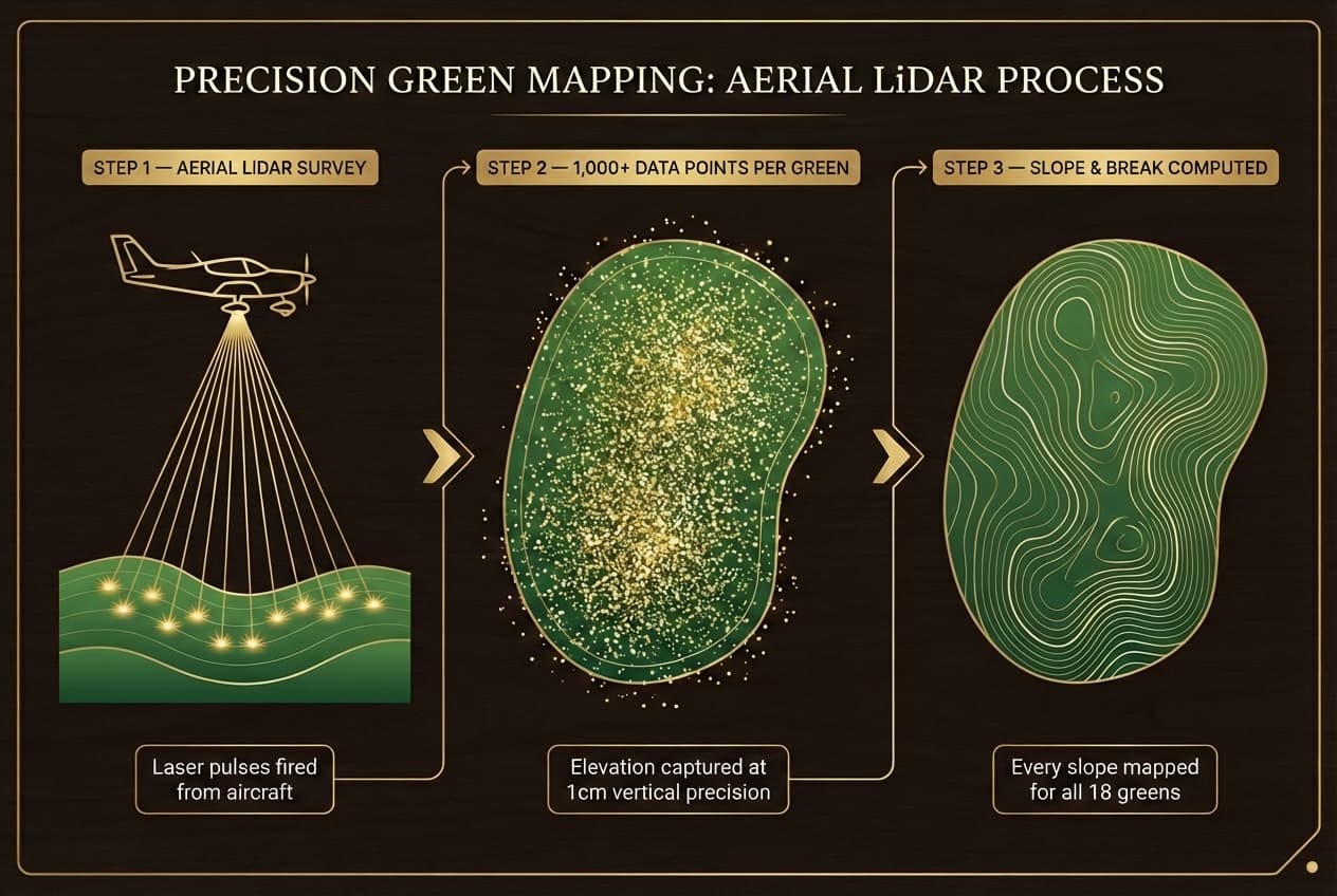 LiDAR mapping process infographic showing aerial survey, data points, and computed slopes